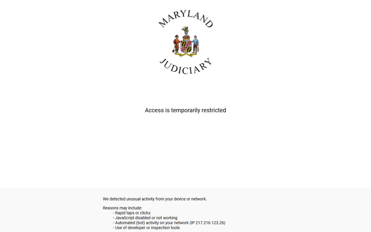 Maryland Judiciary Case Search portal for Severn Anne Arundel County felony records