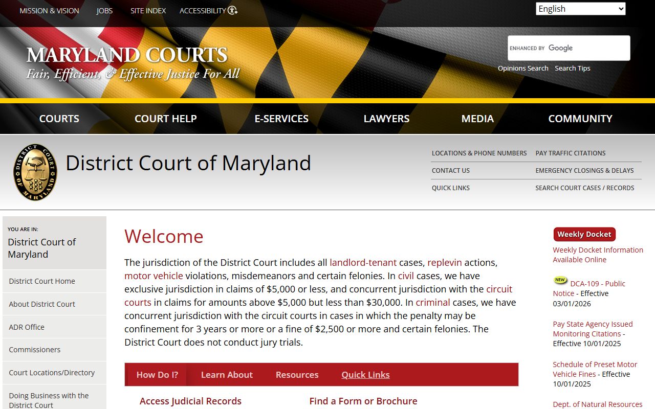 Maryland District Courts - Dorchester County Felony Records