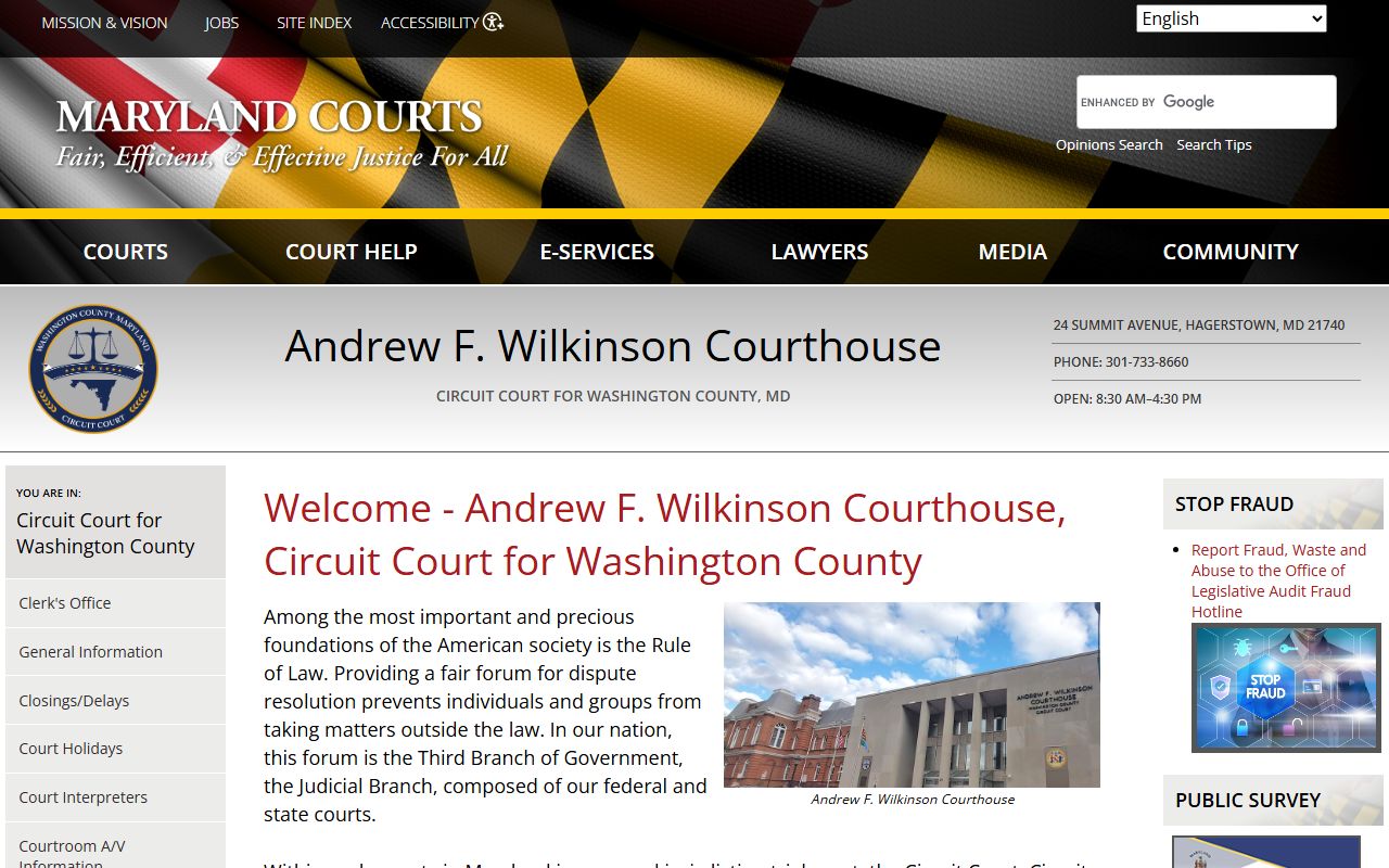 Washington County Circuit Court page for felony records