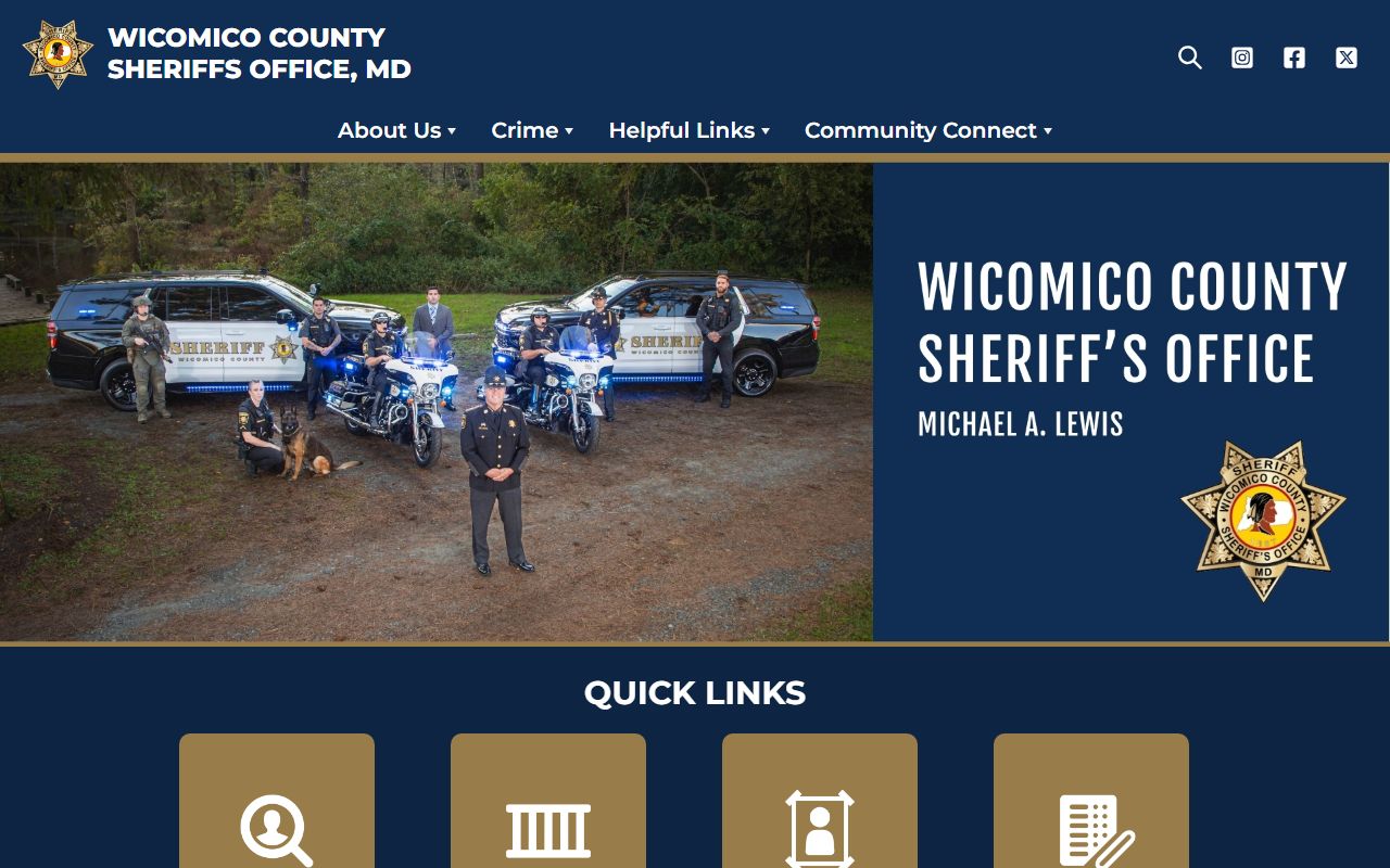 Wicomico County Sheriff's Office website for felony records and arrest records